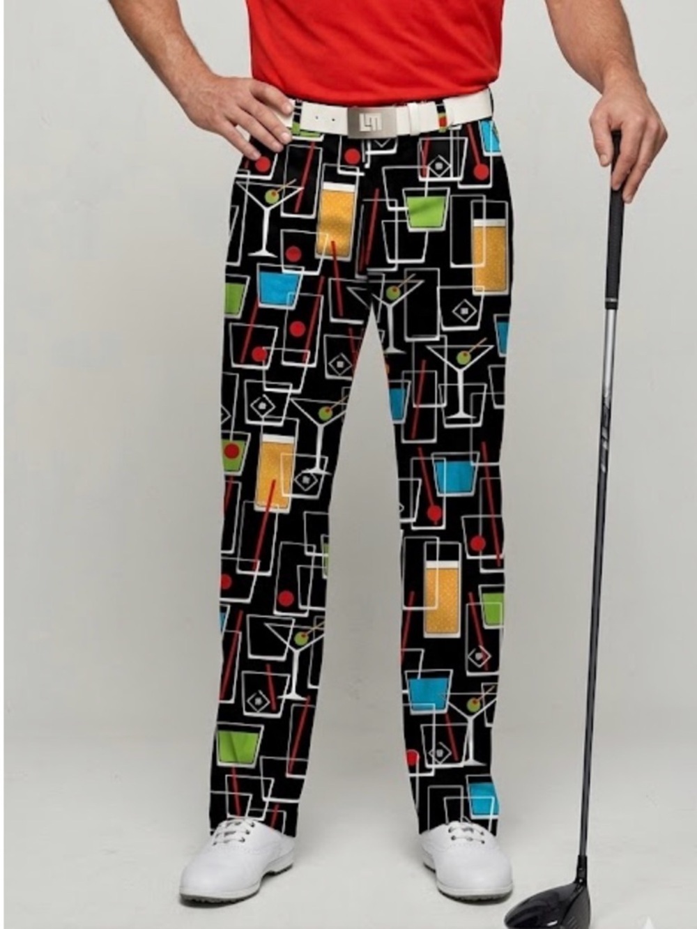 Loudmouth Golf Happy Hour Cocktails Print Performance Pants Size 36x34